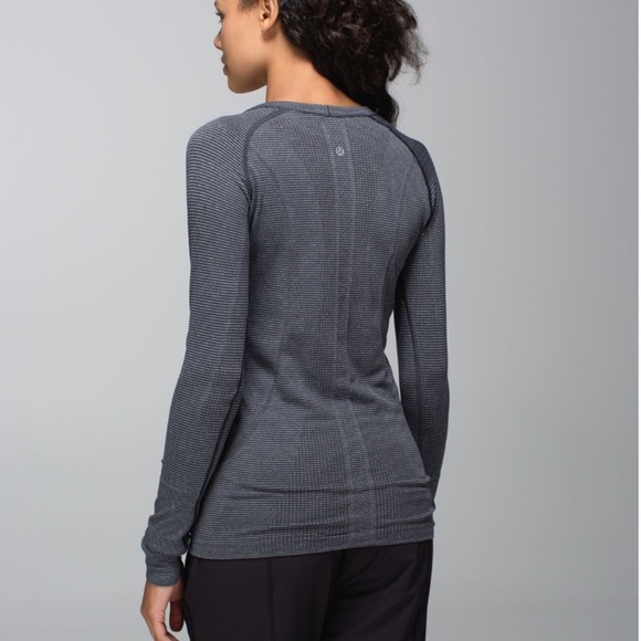 Lululemon | Swiftly Tech Long Sleeve Crew Tonka Stripe Heathered Black Size 2 - Picture 2 of 12